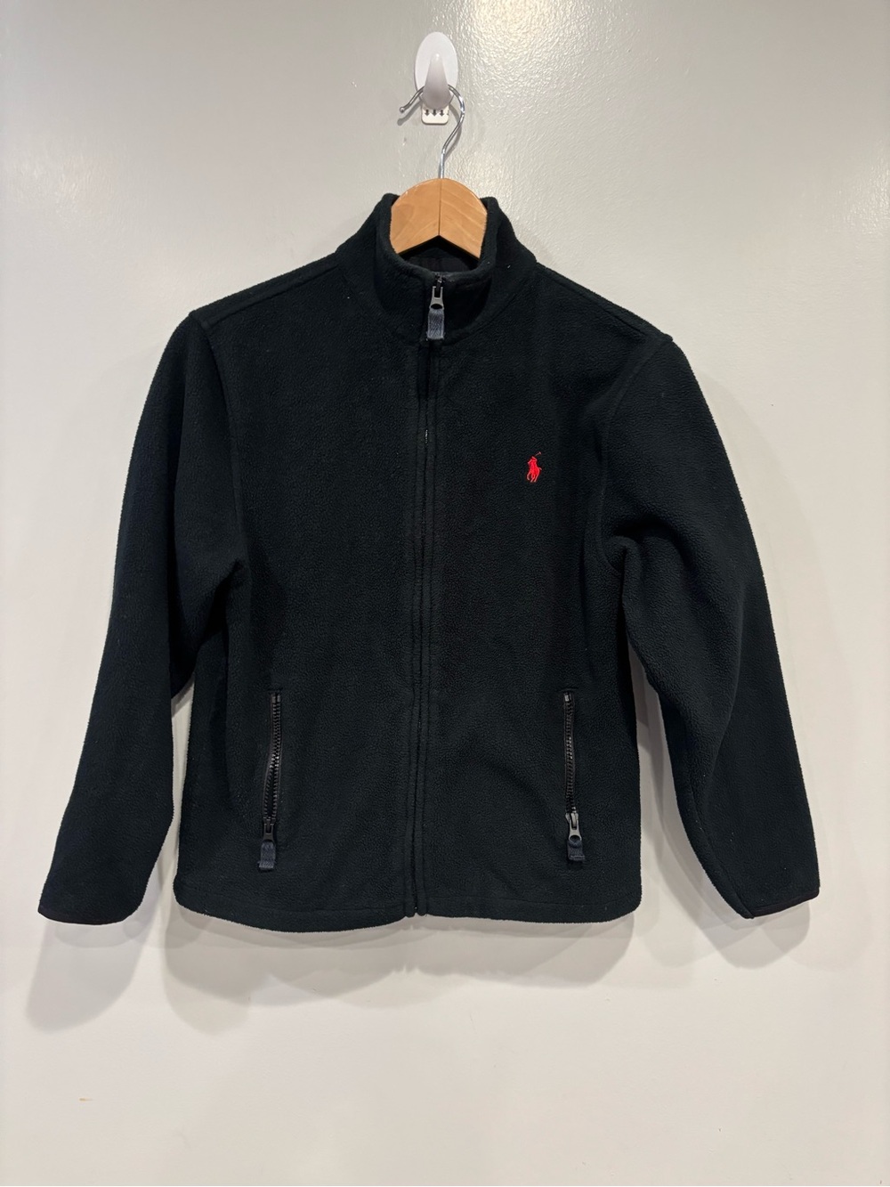 Polo by Ralph Lauren Black Fleece Zip Jacket with Red Pony